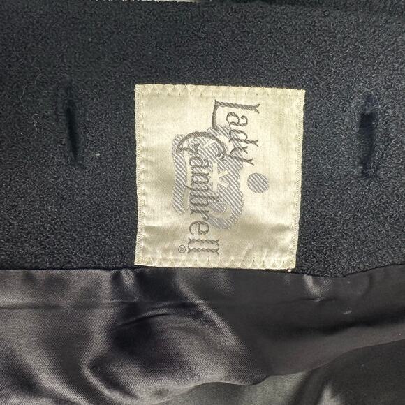 Vintage Lady Lambrell Black Wool Coat with Faux Fur Collar - Size M/L - Picture 9 of 12